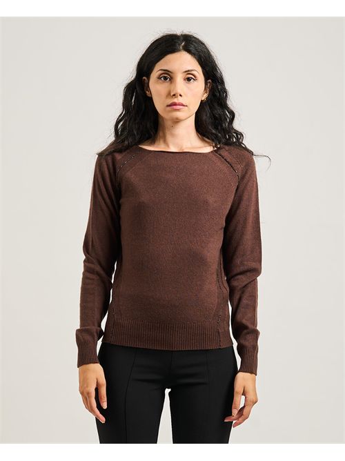 Silvian Heach women's wide crew neck sweater SILVIAN HEACH | GPA25241MACOFFEE GROUND